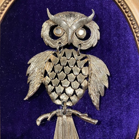 FRAMED JEWELRY ART PICTURE. Great gift π for owl lovers. Handmade unique - Picture 6 of 7